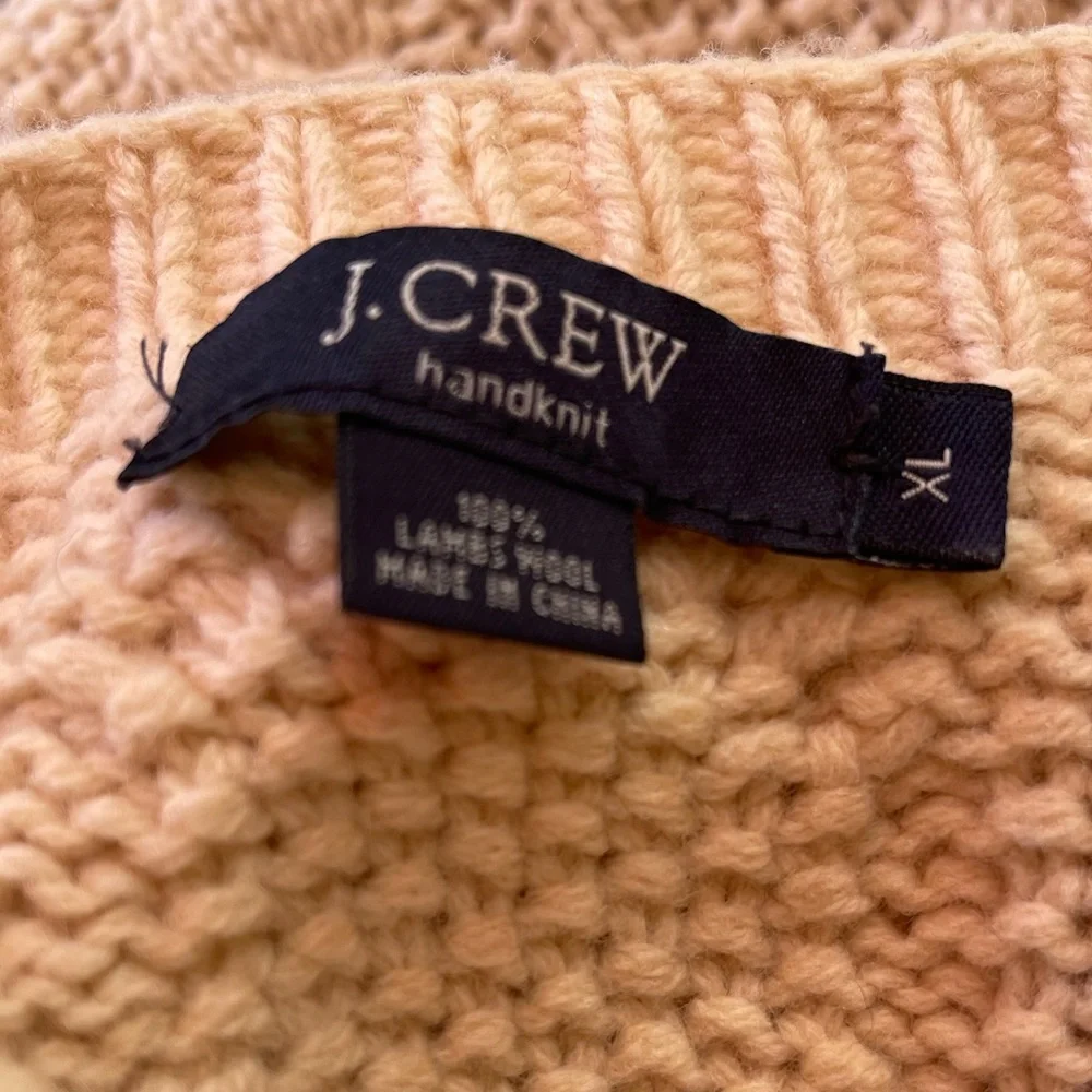 J.CREW Handknit Soft Heavy Preppy 100% Lambs Wool Cable Knit Sweater Men’s Sz XL - Picture 3 of 10